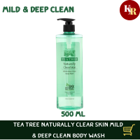 Tea Tree Naturally Clear Skin Mild &amp; Deep Clean Body Wash 500ml ดูแลผิวสวยด้วยพลังธรรมชาติกับเจลอาบน้ำเหมาะสำหรับ ผิวระคายเคืองง่าย จากทีทรี ช่วยลดการสะสมของแบคทีเรีย 99.99% อุดมคุณค่าน้ำมันทีทรีออร์แกนิกประเทศออสเตรเลีย ช่วยปกป้องผิวจากมลภาวะ ผสานคาโมมาย