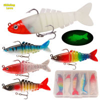 ShiningLove 5 Pcs Silicone Fish For Pike Perch Zander Trout 9cm/17g Artificial Bait Fish Set Multi Joint Fishing Tool