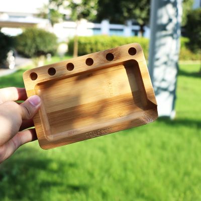 ☋▫ COURNOT Bamboo Rolling Tray With Cigarette Paper Cone Holder Bamboo Rolling Tool Cigarette Machine Accessoires