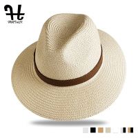 [Hat vendor]หมวกฟางฤดูHat vendor FURTALK สำหรับผู้ชายผู้หญิงหมวกชายหาดแสงแดดหมวกแก๊ป Fedora Wide Brim หมวกปานามาแนวแจ๊สพร้อมเข็มขัดหนัง