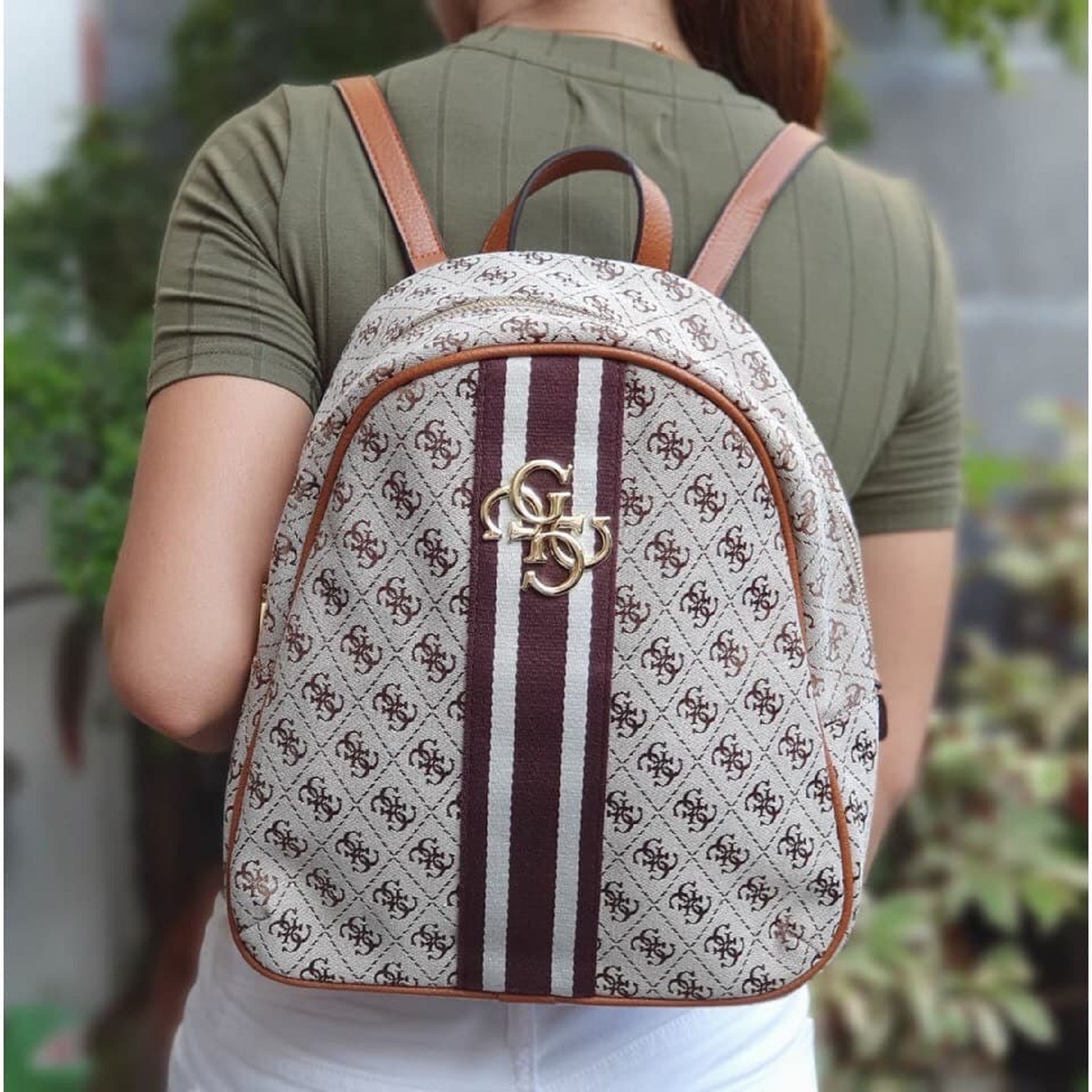 Fossil Mini Backpack brown allover print casual look Bags Backpacks 
