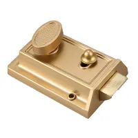 Zinc Cylinder Deadbolt Latch Lock for Night Gate Door Entrance,Gold Finish