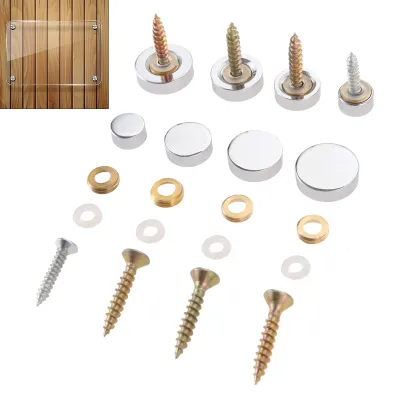 4Pcs Copper Decorative Mirror Fixing Screws Cap Cover Nails Fasteners for Advertising Board Tea Tables Wardrobes Glass Furniture