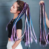 60cm Hair Color Gradient Dirty Braided Ponytail 12Pcs/Pack Colorful Elastic Hair Band Rubber Band Hair Accessories Wig Headband Hair Accessories