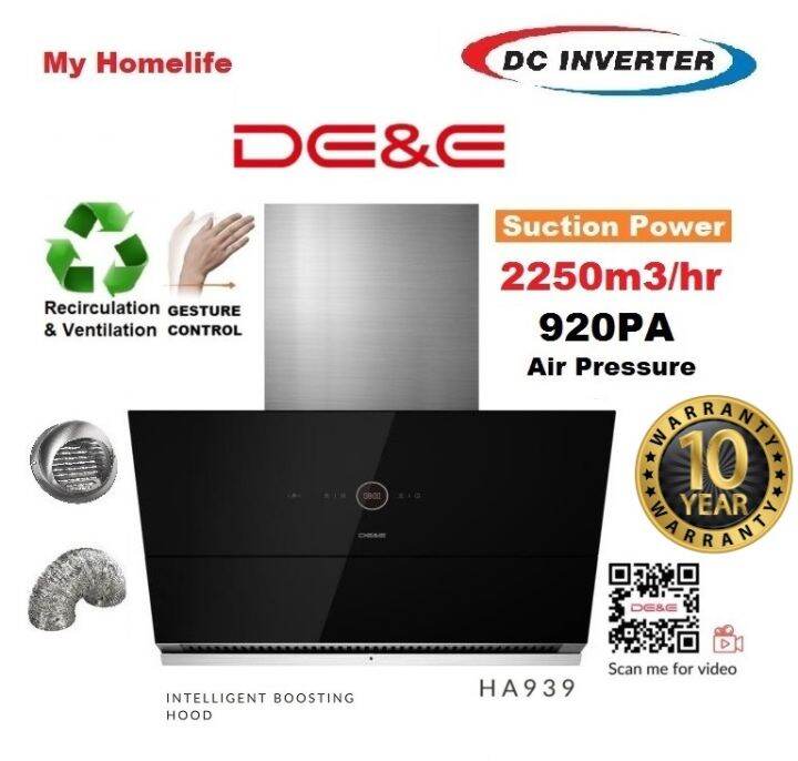 DE&E HA939 DC Inverter Motor intelligent Boosting Kitchen Cooker Hood