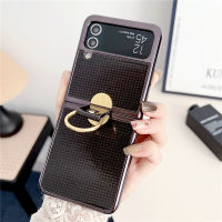 Fashion2023Luxury ชุบคริสตัลเคสศัพท์สำหรับ Samsung Galaxy Z Flip 4 3 5G พร้อมแหวนโลหะ Protector กันกระแทก Coque Fundas Girl