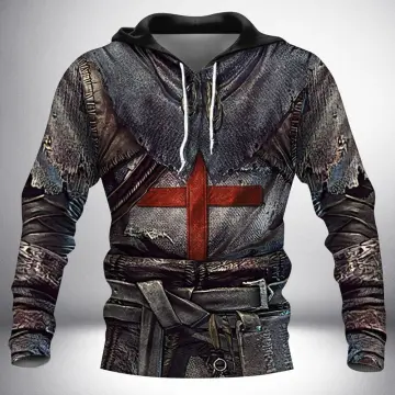 3D Printed Knight Armor Men Zipper Hoodie Knights Templar Harajuku Fashion  Jacket Unisex Cosplay Zip Coats