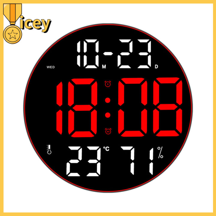 นาฬิกาอิเล็กทรอนิกส์ติดผนังสำหรับบ้านไร่สำนักงานแสดงอุณหภูมิวันที่สัปดาห์นาฬิกาปลุกดิจิตอล