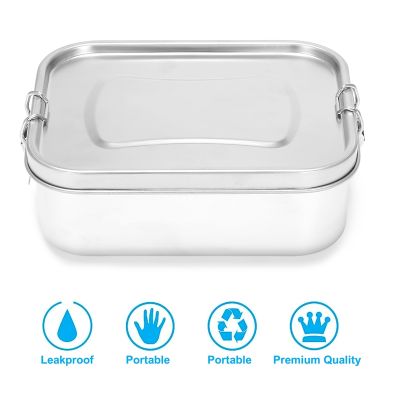Stainless Steel Bento Box Lunch Container,3-Compartment Bento Lunch Box for Sandwich and Two Sides,1400 Ml Food Container for Kids &amp; Adults,Eco-Friendly, Dishwasher SafeTH