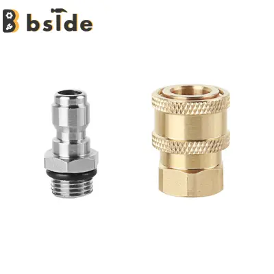 Bside Tool Store เครื่องฉีดน้ำแรงดันสูง,หัวต่อเร็ว1/4 + ขั้วต่อทองเหลือง M14x1.5mm สำหรับหัวฉีด