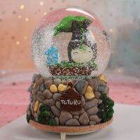 Crystal Ball Music Box Cartoon Totoro Boys Rainbow Glowing Snowflakes Music Box Home Decoration Desktop Ornament Birthday Gifts