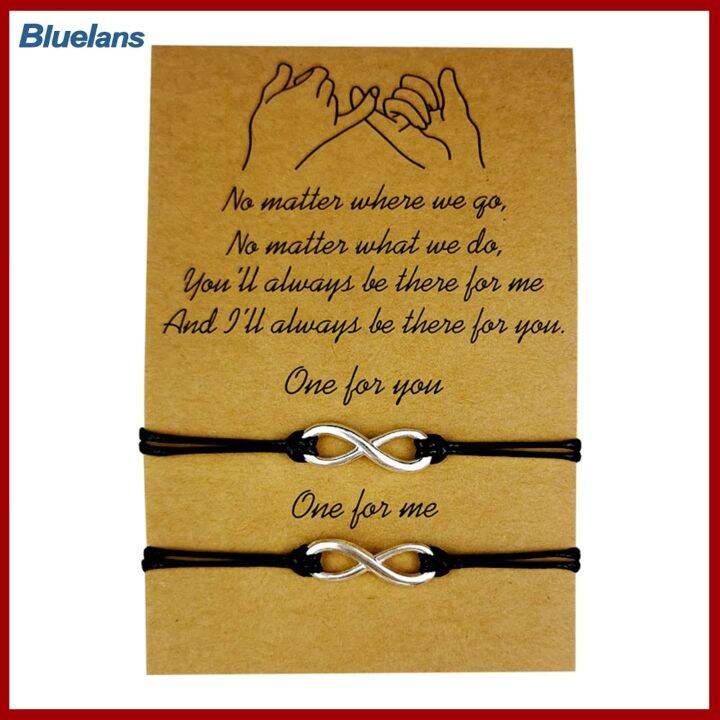 bluelans-สร้อยข้อมือคู่อินฟินิตี้1คู่พร้อมการ์ดปรับได้ทำมือลูกปัดเชือกสร้อยข้อมือผู้หญิงและผู้ชายของขวัญวันเกิดและวันครบรอบ