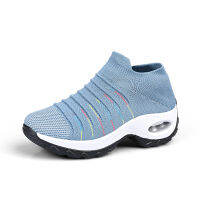 Women Tennis Shoes Air Cushion Height-increasing Female Sock Footwear Outdoor Breathable Mesh Women Sneakers Thick Bottom