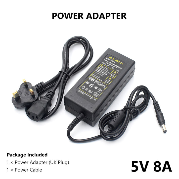 ประสิทธิภาพสูง5v-8a-100-240v-ac-to-dc-max-40w-อะแดปเตอร์จ่ายไฟ-transformer-charger-สำหรับแถบ-led-เกมเครื่องเราเตอร์