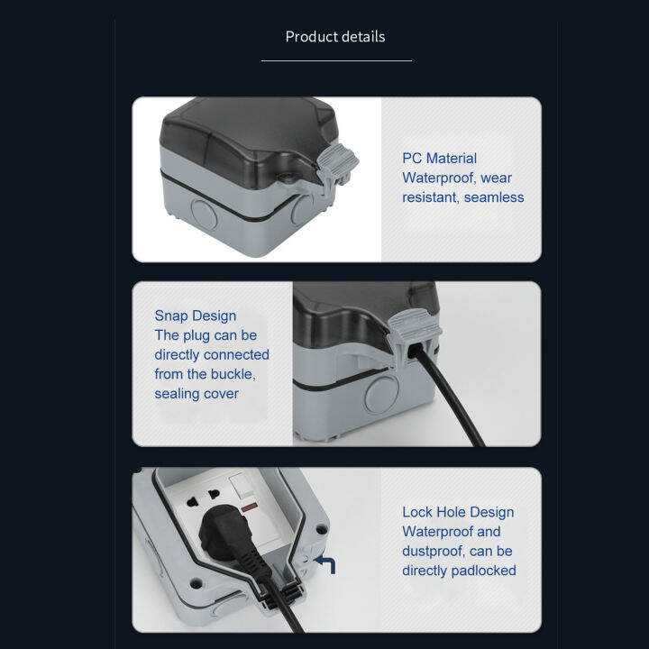 สารหน่วงการติดไฟปลั๊กไฟกันน้ำ-pc-us-110v-กล่องซ็อกเก็ตสวิตซ์สำหรับโรงรถ