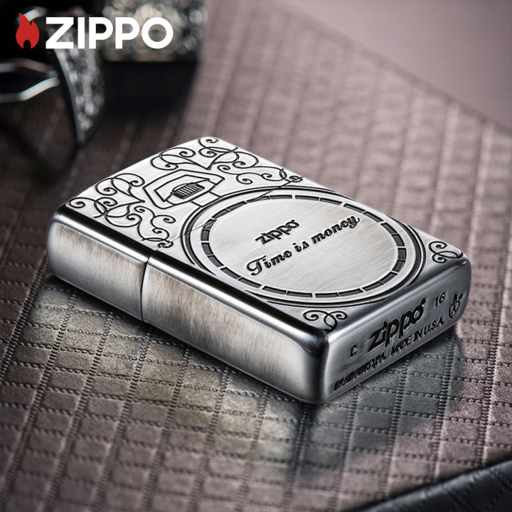 zippo-wat-ch-design-antique-silver-pocket-lighter-zbt-2-81a-lighter-without-fuel-inside-เงินโบราณ-ไฟแช็กไม่มีเชื้อเพลิงภายใน