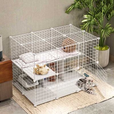 DIY Grid Fence Rack Mesh Cat Rabbit Dog House Cage Iron Combination Shape Safety