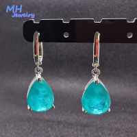 MH Created Paraiba Tourmaline pear 10*14mm gemstone earrings real 925 Sterling Silver for Women Fine Jewelry engagement Gift