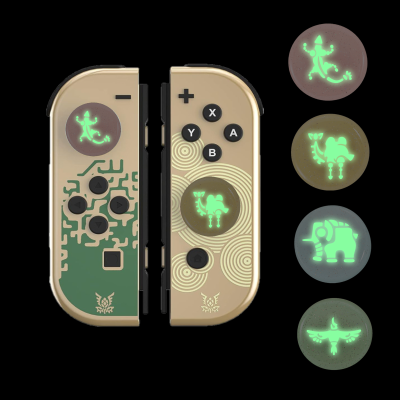 เรืองแสง4ชิ้นฝาครอบหัวแม่มือสำหรับนินเท็นโดสวิตช์ OLED/สวิตช์ V1 V2/สวิตช์ Lite เคสจอยสติ๊กธีม Zelda สำหรับ PS5/PS4/NS มืออาชีพ