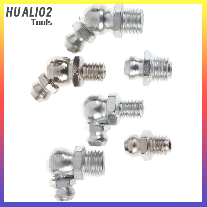 huali02-10ชิ้น-m8-m6ปืนจาระบีอุปกรณ์ทดแทนจาระบีปลายหัวฉีดข้อต่อเกลียว