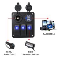 แผงไฟสวิตช์ปิดเปิดเบรกเกอร์12V 24V 2/3Gang ตัวป้องกันการโอเวอร์ลอร์ดตัวแยกสำหรับรถบรรทุกเรือเดินทะเลอุปกรณ์เสริมรถพ่วง