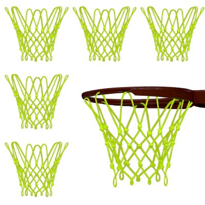 6 Pcs Nightlight Basketball Hoop Net Sun Powered Luminous Sports Basketball Net Outdoor for Kids 12 Inch in Diameter