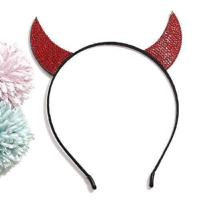 Funny Cowhorn Lovely Headband Headwear Dress Up Hairband Demon Horn Water Diamond