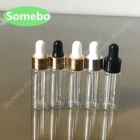 50pcs/lot 5ml Clear Glass Dropper Bottle 5cc Transparent Small Vials With Pipette For Cosmetic Perfume Essential Oil Bottles