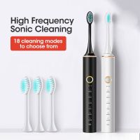 ZZOOI Electric Sonic Toothbrush 18 Cleaning Modes with 3 Replacement Tooth Brush Heads Adult Waterproof Timer for Adults Kids