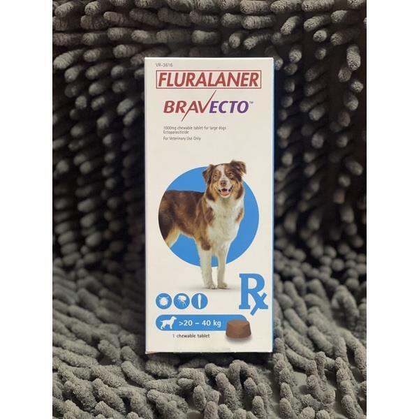 FLURALANER BRAVECTO CHEWABLE TABLET 1000mg FOR 20kg to 40kg DOGS ...