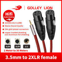 GOLLEY LION 3.5มม. ถึง Dual XLR 3ขาหญิงสำหรับมิกเซอร์คอนโซลแอมป์