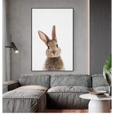 ภาพติดผนังตกแต่งศิลปะสำหรับห้องนั่งเล่นพิมพ์ลายกระต่ายกระต่ายสัตว์น่ารัก0717บนผืนผ้าใบ
