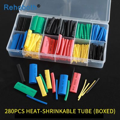 280pcs 1 Box Heat Shrinkable Tubing Shrinking Assorted Heat Shrink Tube Wire Cable Insulated Sleeving Tubing Set Cable Management