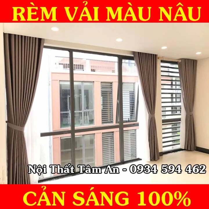 Rèm Cửa Sổ Tâm An Chất Vải Gấm 3 Lớp Màu Nâu Cản Sáng 100% , Chống ...