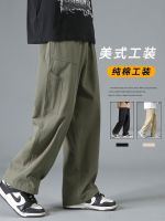 △❖ Japanese cotton overalls mens summer thin loose straight leg trendy brand boy wide leg spring and autumn casual trousers