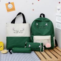 4Pcs Sets Canvas Schoolbags For Teenage Girls Female Children Shoulder Bags New Trend Female Backpack Fashion Women Backpacks 【AUG】