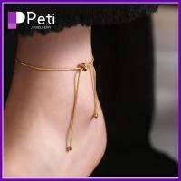 PETI JEWELLERY 2PCS บุคลิกภาพที่ดี กำไลข้อเท้าแบบดึงออกได้ ทองสีทอง เครื่องประดับอัญมณีอัญมณี กำไลข้อมือชายหาด แฟชั่นสำหรับผู้หญิง ปรับได้ปรับได้ ห่วงโซ่งู สำหรับผู้หญิง