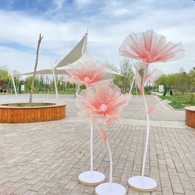 1P Silk Yarn Poppy Artificial Flower Head Photography Props Wedding Party Decoration Giant Yarn Flowers Window Display Ornaments