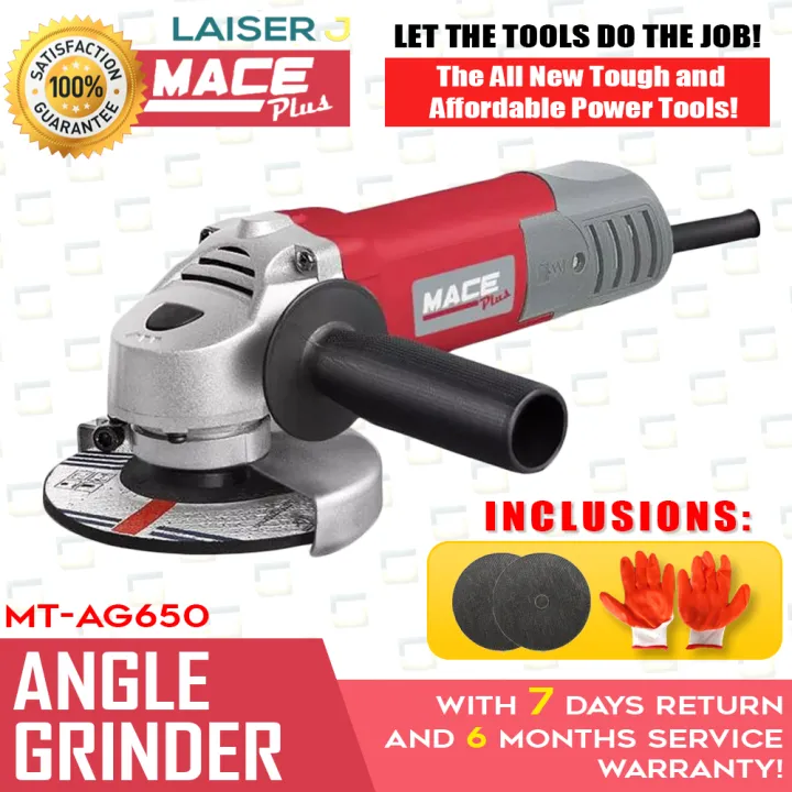 Mace Angle Grinder 650W with Spindle Lock MTAG650 + FREE GLOVES •100