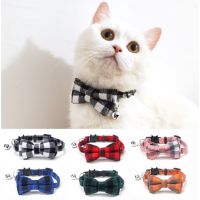 【คุณภาพสูง】New Products Christmas Check Collar Pet Bell Collar Bowknot Patch Cat Buckle Cat Dog Collar