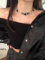 Y2K Black Diamond Punk Choker Necklace Sweet Cool Hot Girl Subculture Landmine Goth Heavy Industry Niche Design Asia