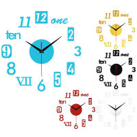 DIY Wall Clock - Modern 3D Mirror Wall Clock Decor,Roman Numerals Clock - Wall Sticker Clock Home