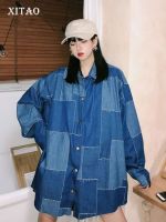 XITAO Shirt Plaid Fashion Women Full Sleeve Casual Denim Shirt