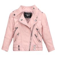 Girls Leather Jackets New Childrens Autumn Winter Plus Velvet Coats Korean Kids Pu Leather Collar Zipper Fashion Coats