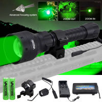 500หลา Taktikal Lampu Hijau Memburu Lampu Suluh Laraskan Fokus LED Obor Long Range Obor dengan Scope Mount