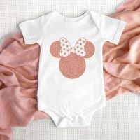 100% Cotton Babies Clothes Minnie Mouse Head New Born Bodysuit White Short Sleeve Girls Romper Baby Summer Clothes