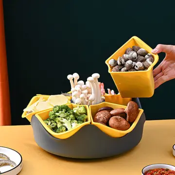 Multifunctional Rotating Drain Basket Strainers Vegetable Basket Hot Pot  Storage Platter Fruit Snack Tray kitchen organizer