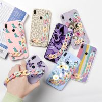 สำหรับ Huawei Y7เคส2019ฝาปิดโทรศัพท์ซิลิโคน TPU แบบนิ่มสำหรับ Huawei Y 7 Y7 2019 DUB-LX1 Capa 6.26 "ดอกไม้น่ารักโซ่พันข้อมือ CarterFa กันชน