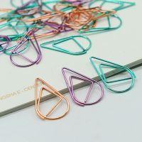 10PCS Random Color Water Drop Paper Clip Metal Bookmarks Book Memo Label Gift Student Stationery