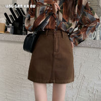 LING GAN KA NU Womens short skirts  summer and autumn new style Korean style European trend big size fat girl six colors 5xl pure cotton denim skirt high waist slimming fashion student girl mother A-line skirt